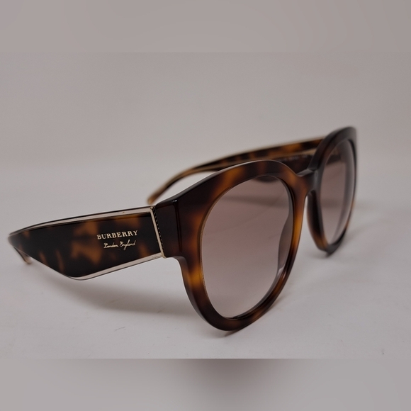 NWT Burberry Sunglasses Dark Havana  Brown Gradient Round B4260 54-21-140 2N - Picture 2 of 16